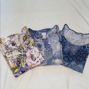 3 Chico’s 3/4 sleeve tees